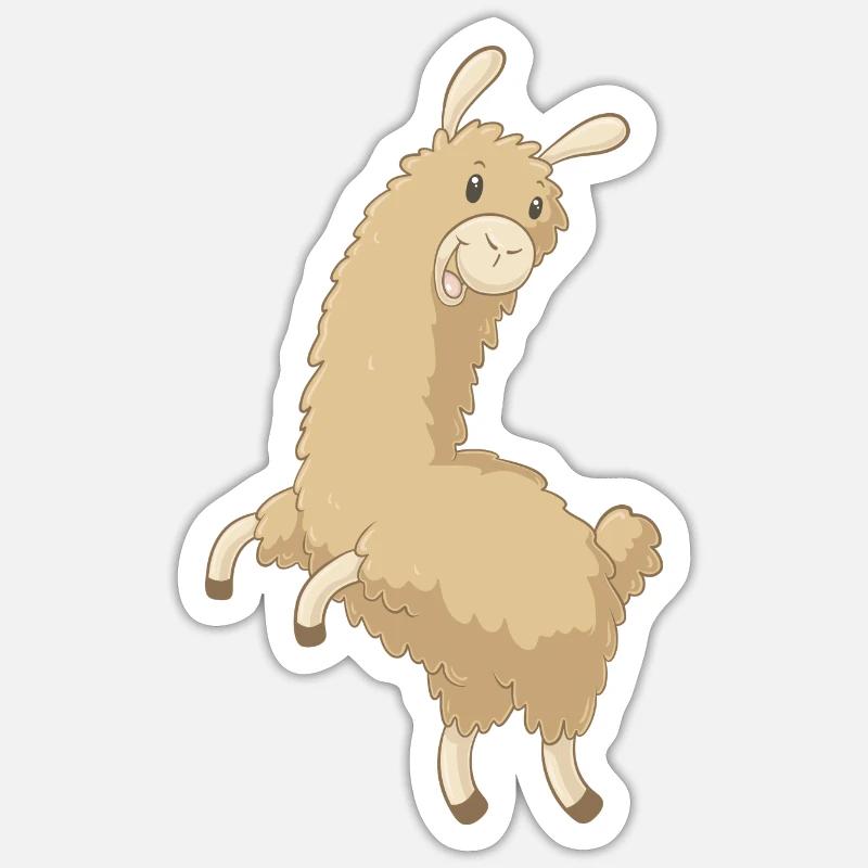 Springendes Comic Alpaka Sticker Größe S (10 x 10 cm)