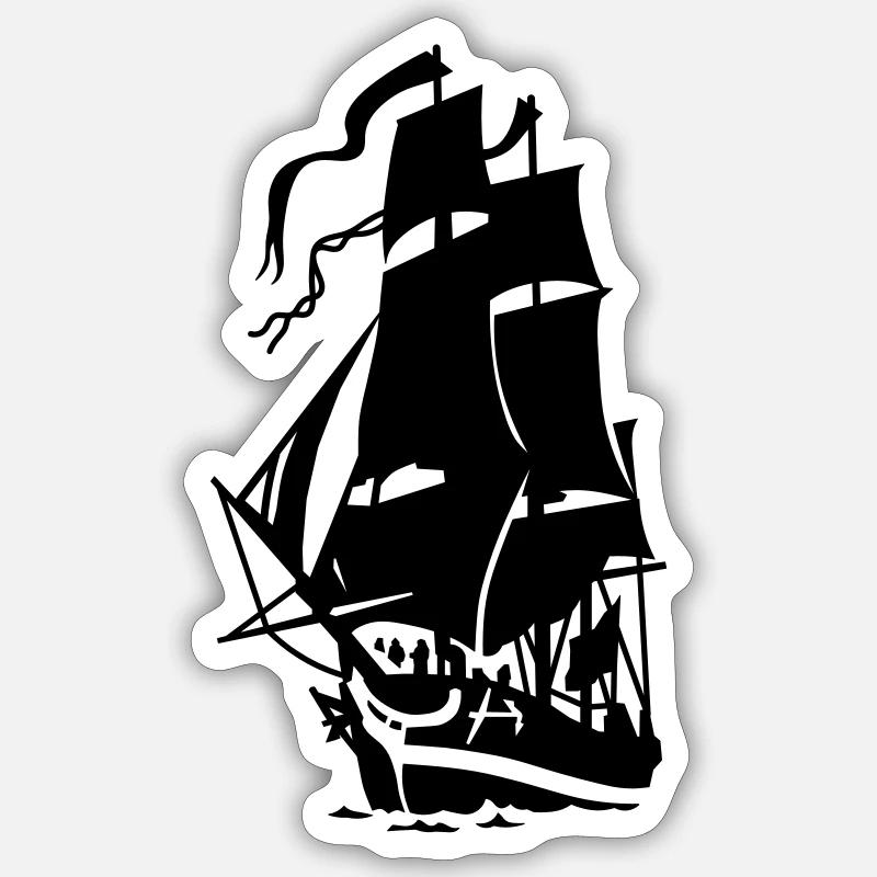 Segelschiff - Sticker Größe S (10 x 10 cm) - Mattweiß