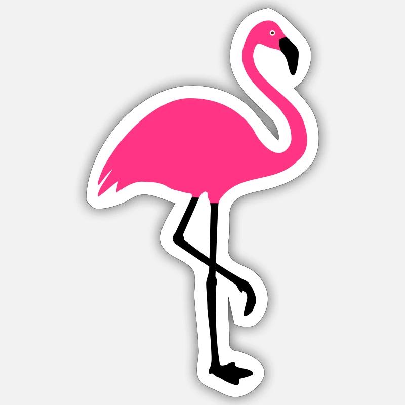 Flamingo Summer Sun Beach - Sticker taille S (10 x 10 cm) - blanc mat