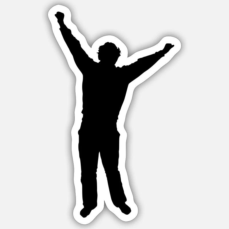 jubelnder Mann - Sticker Größe S (10 x 10 cm) - Mattweiß