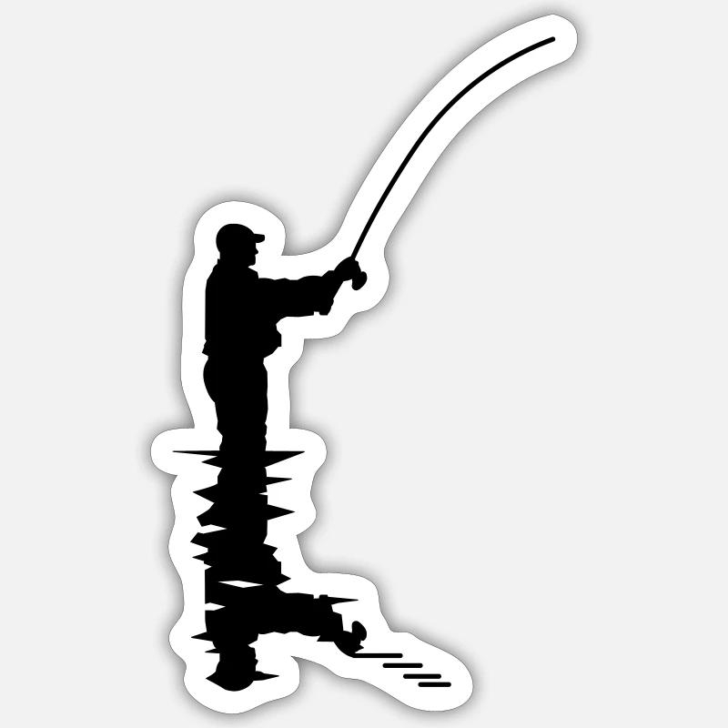 angler_1 - Sticker taille S (10 x 10 cm) - blanc mat