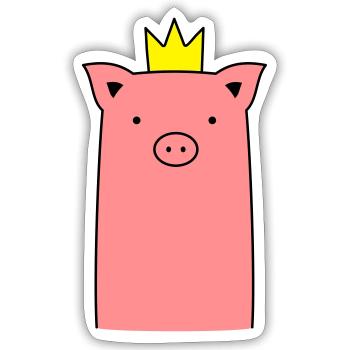Truie cochon cochon avec cadeau couronne - Sticker taille S (10 x 10 cm) - blanc mat - Devant