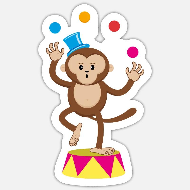 Circus monkey juggler monkey monkey monkey circus - Sticker size S (10 x 10 cm) - white matte