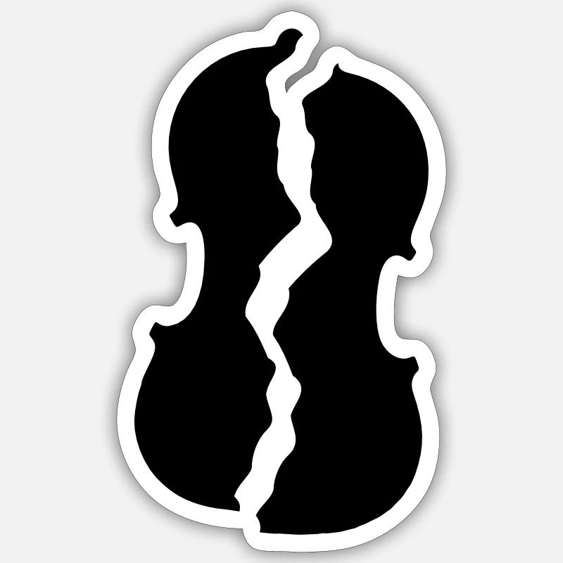Broken violin - Sticker size S (10 x 10 cm) - white matte