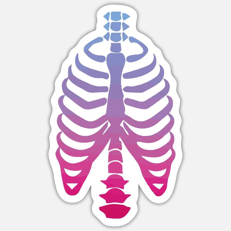 Skeleton bone rib cage ribs spine - Sticker size S (10 x 10 cm) - white matte