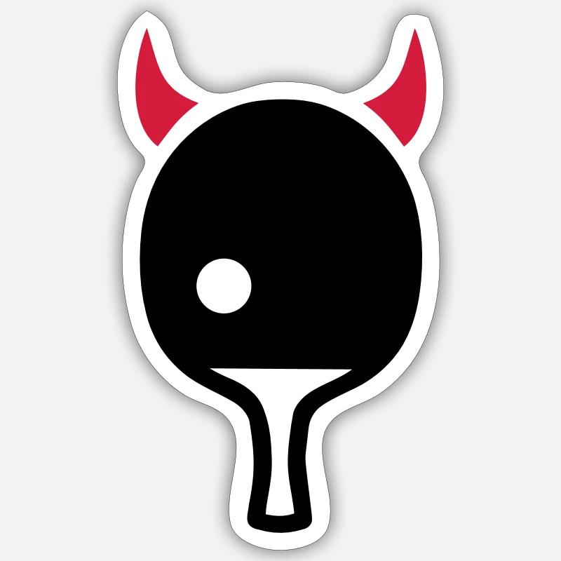 Ping-pong Diable - Sticker taille S (10 x 10 cm) - blanc mat