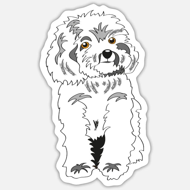 White poodle - Sticker size S (10 x 10 cm) - white matte