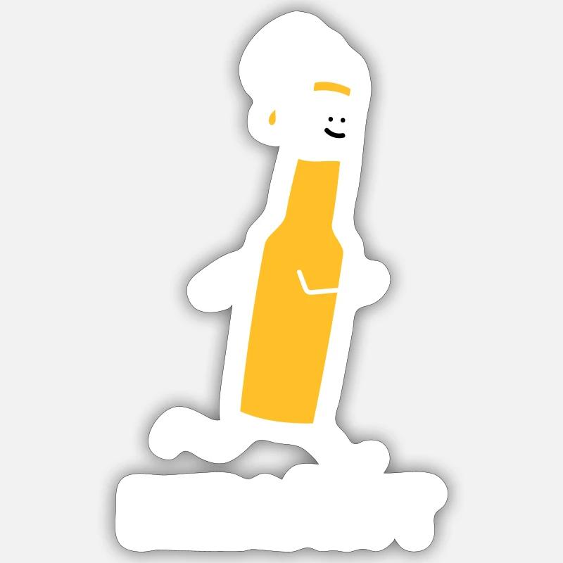 Bier läuft - Sticker Größe S (10 x 10 cm) - Mattweiß