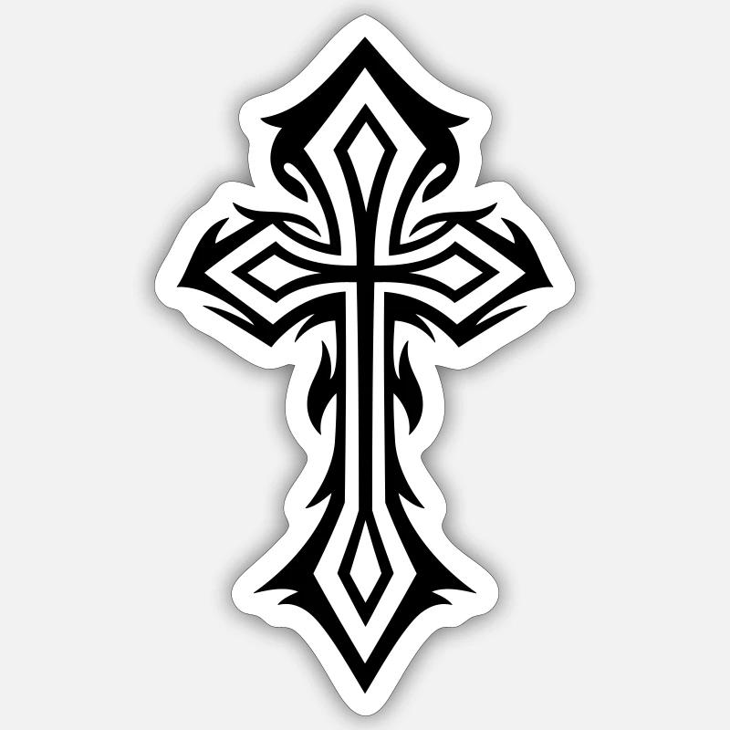 Croce, gotico, crocifisso - Sticker formato S (10 x 10 cm) - bianco opaco