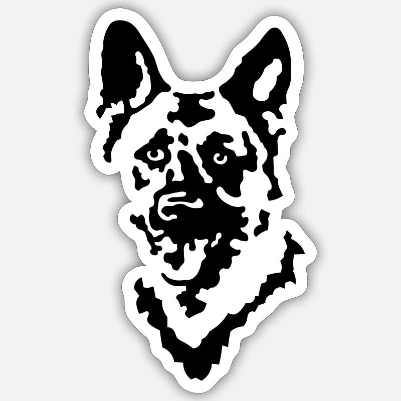 chien de berger - Sticker taille S (10 x 10 cm) - blanc mat