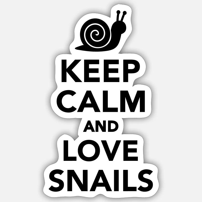 Keep calm and love Snails - Sticker taille S (10 x 10 cm) - blanc mat