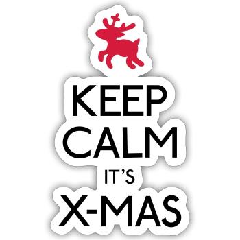 Keep Calm X-mas - Sticker taille S (10 x 10 cm) - blanc mat - Devant