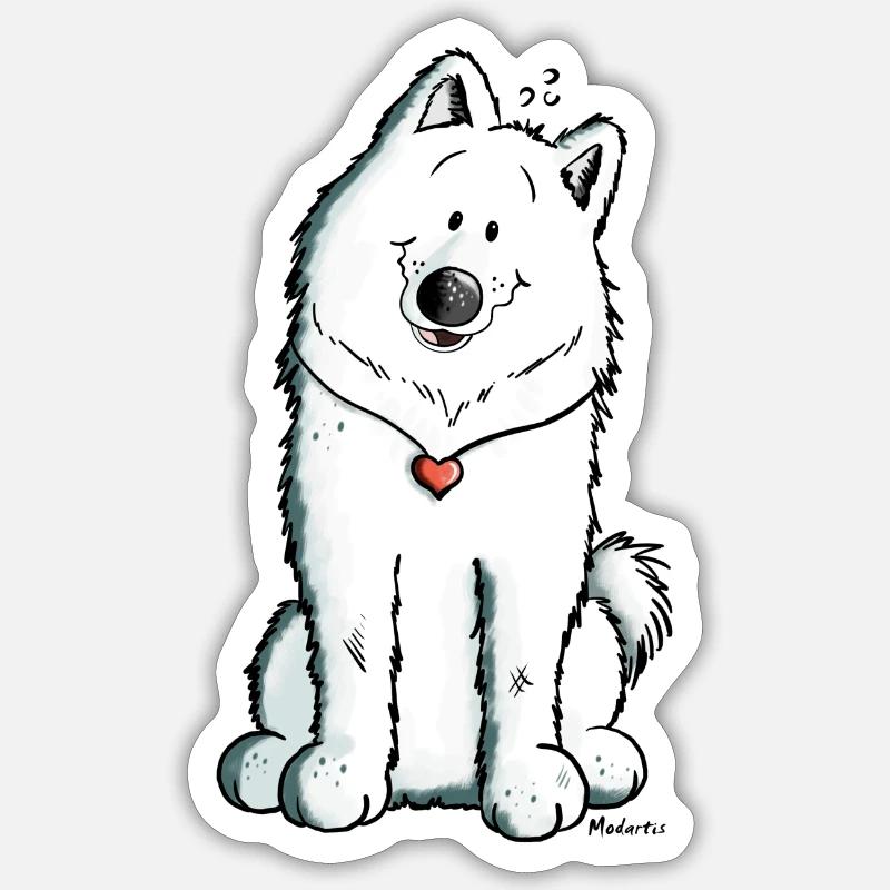 Samoyed with heart - Sticker size S (10 x 10 cm) - white matte