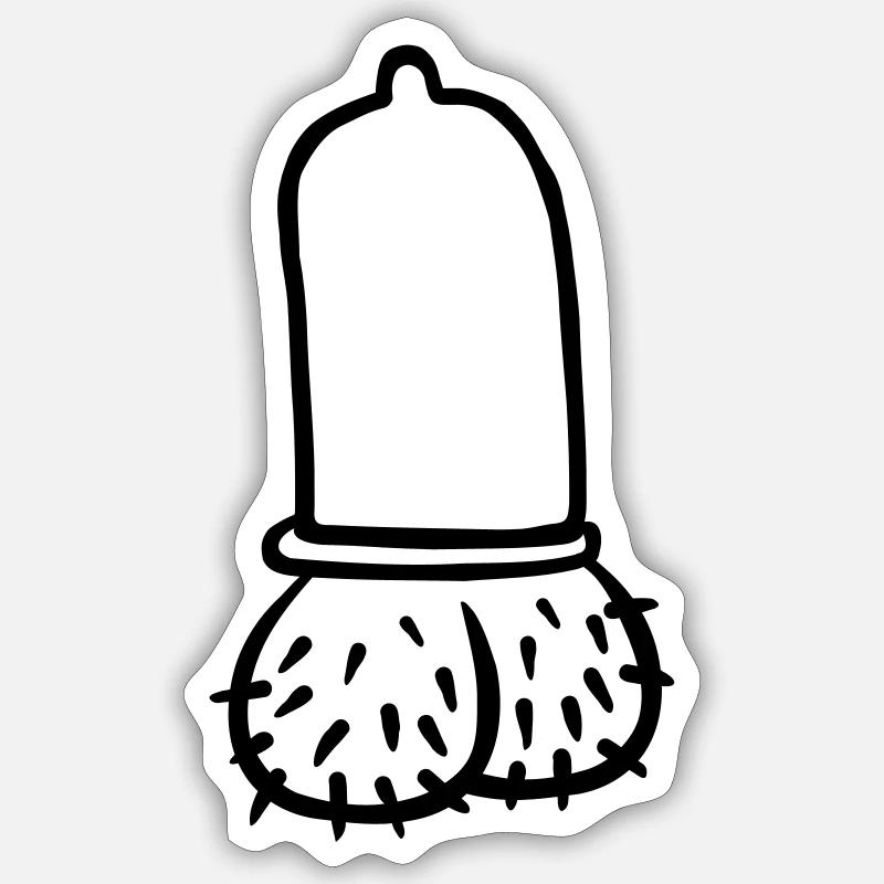 Penis - Sticker Größe S (10 x 10 cm) - Mattweiß