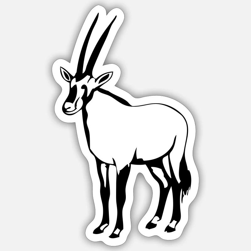 Oryx - Antilope - Sticker Größe S (10 x 10 cm) - Mattweiß