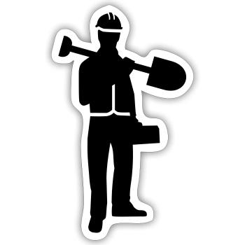 Construction worker - Sticker size S (10 x 10 cm) - white matte - Front
