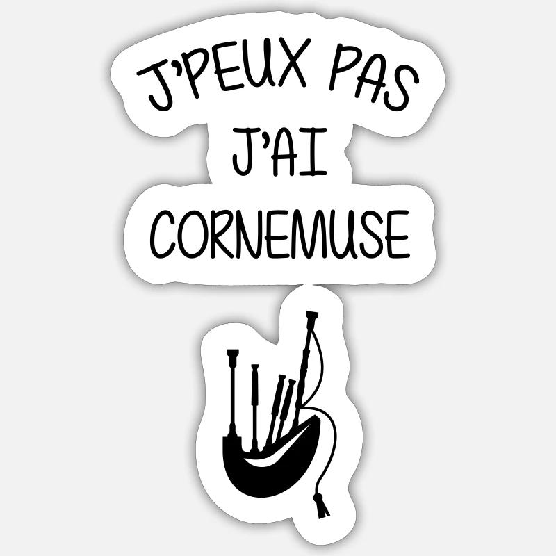 Cornemuse / Ecosse / Instrument de Musique - Sticker taille S (10 x 10 cm) - blanc mat
