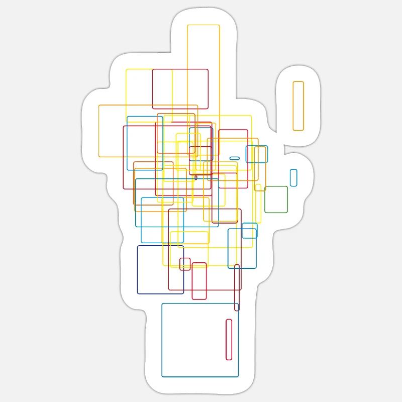 Sci-Fi pattern / abstract - Sticker taille S (10 x 10 cm) - blanc mat