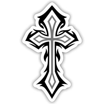 Cross, Crucifix, with thorns, gothic style. - Sticker size S (10 x 10 cm) - white matte - Front