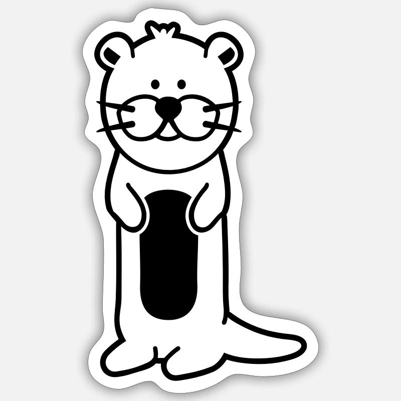 loutre - Sticker taille S (10 x 10 cm) - blanc mat