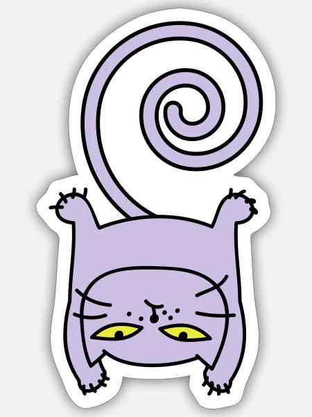 sportliche Katze - Sticker Größe S (10 x 10 cm) - Mattweiß
