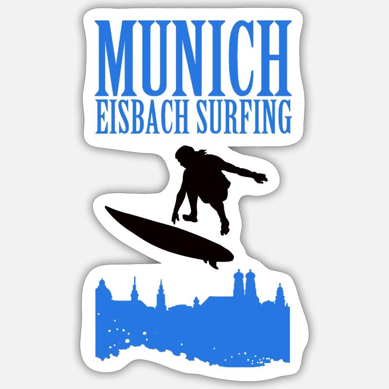 Bavarian Monkey Munich Eisbach Surfing - Sticker Größe S (10 x 10 cm) - Mattweiß