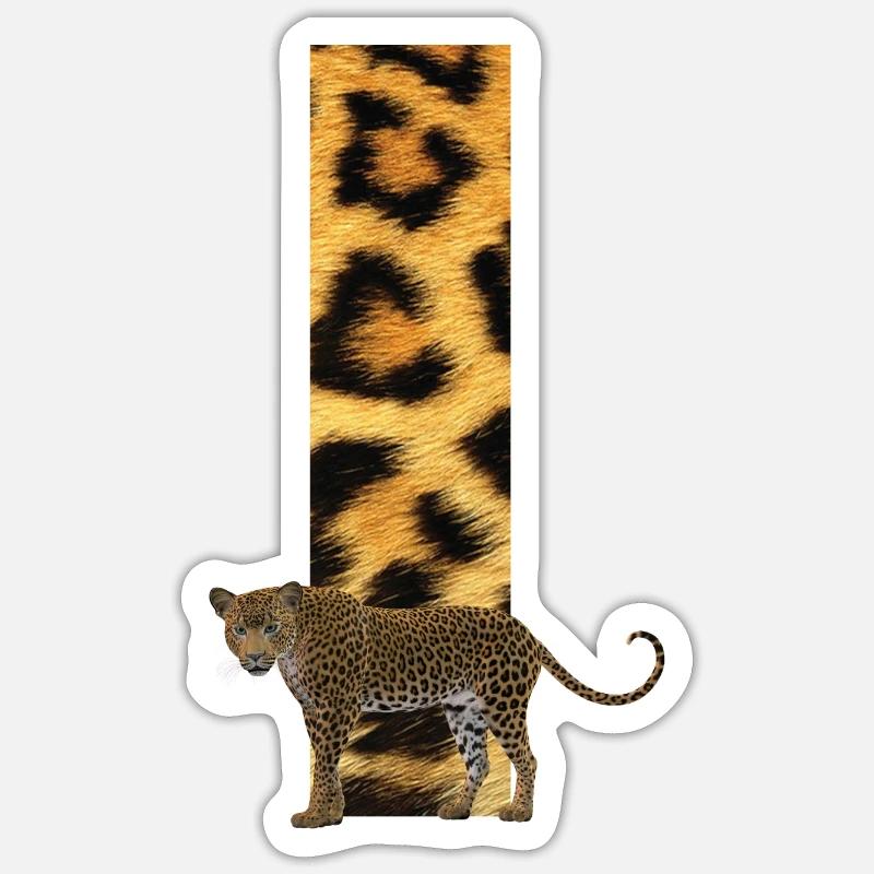 leopard i - Sticker Größe S (10 x 10 cm) - Mattweiß
