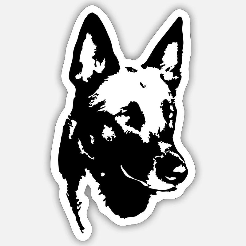 Malinois head - Sticker size S (10 x 10 cm) - white matte