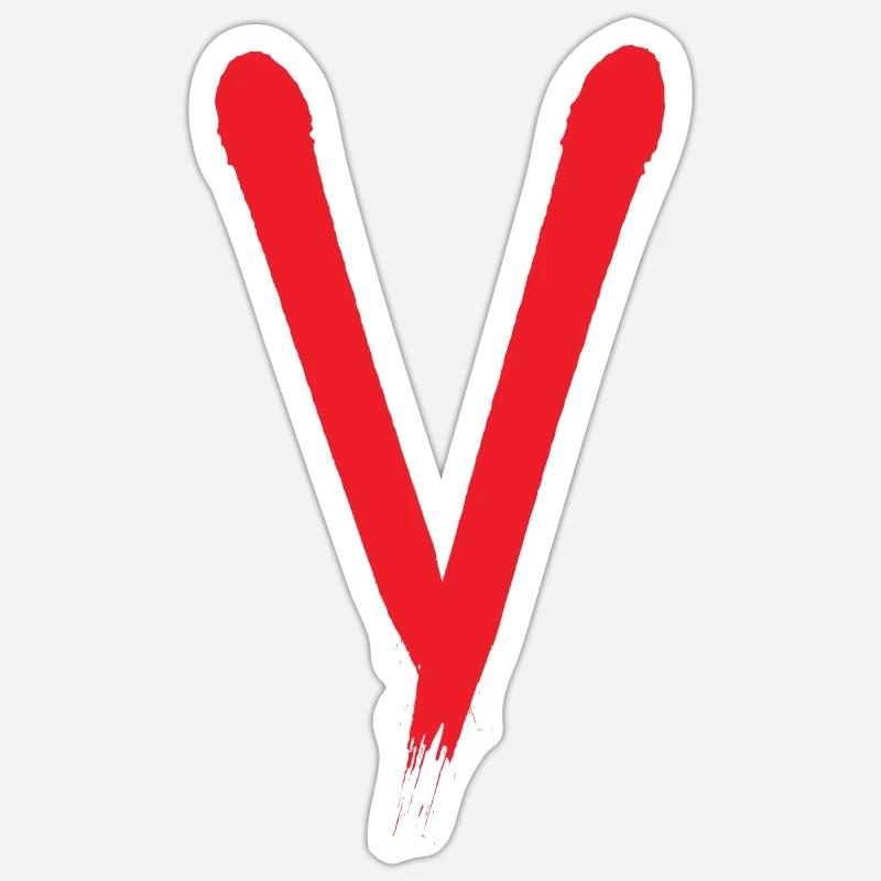 V - Sticker taille S (10 x 10 cm) - blanc mat