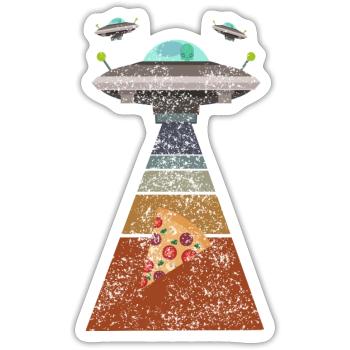 Pizza Ufo - Sticker Größe S (10 x 10 cm) - Mattweiß - Vorne