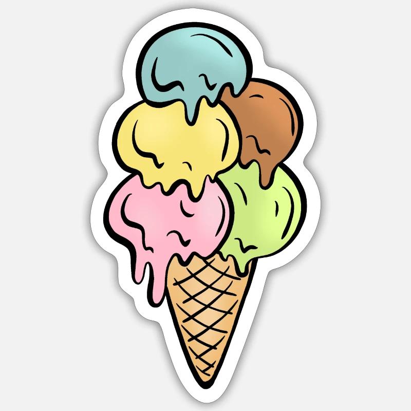 Cornet de glace Sticker taille S (10 x 10 cm)