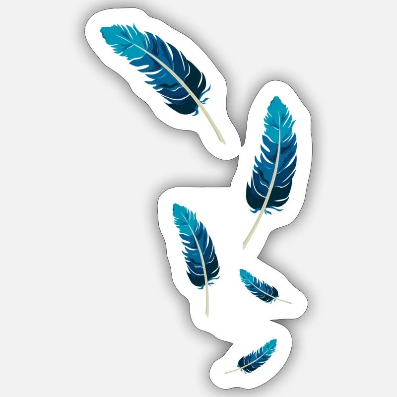 Blue Feathers - Sticker size S (10 x 10 cm) - white matte