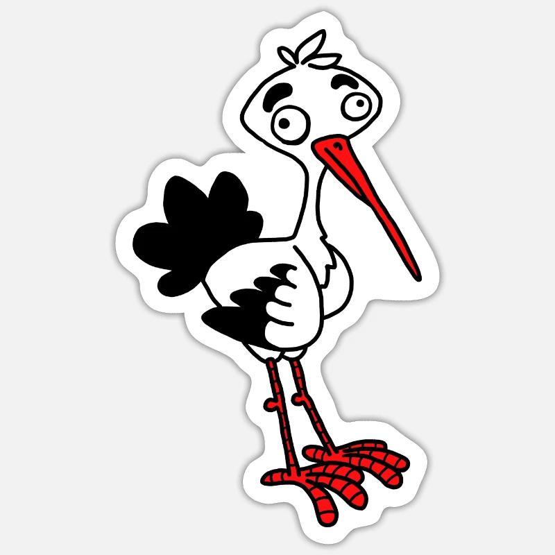 Cigogne par dodocomics - Sticker taille S (10 x 10 cm) - blanc mat
