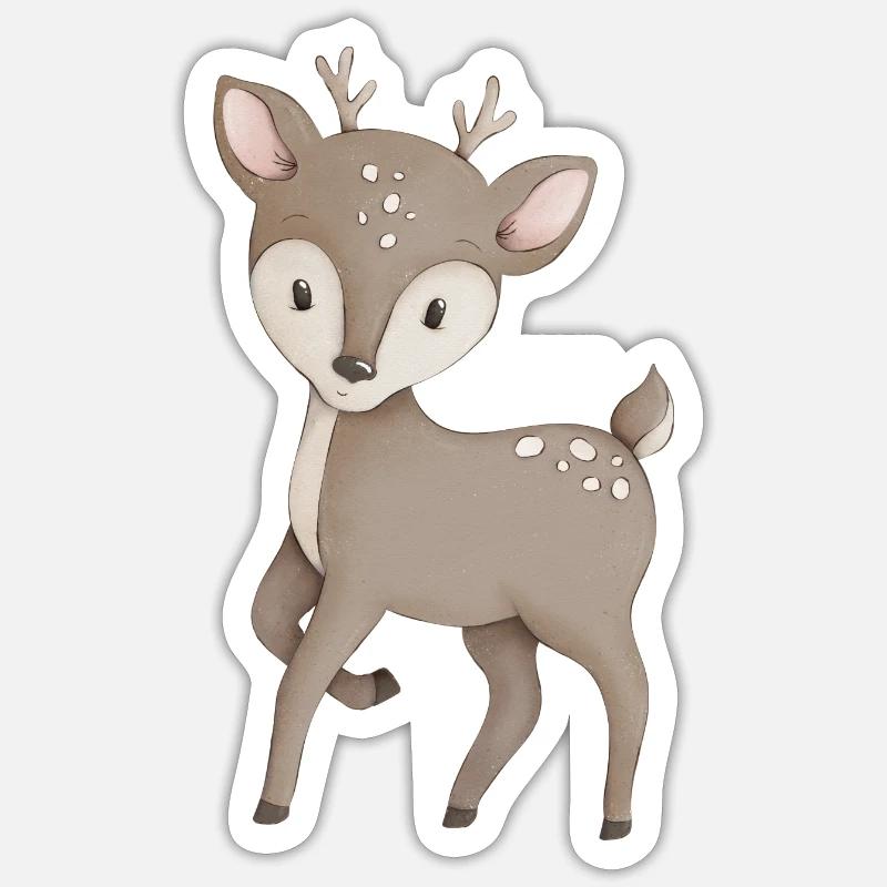 Cerf faon - Sticker taille S (10 x 10 cm) - blanc mat