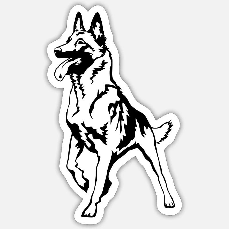 Malinois - Sticker taille S (10 x 10 cm) - blanc mat