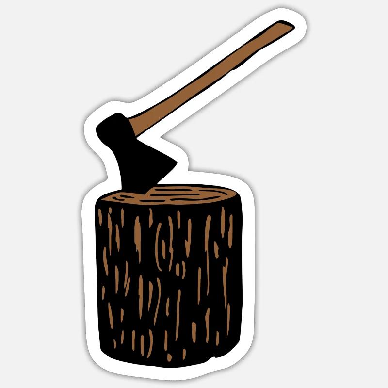 Ax and tree trunk Sticker size S (10 x 10 cm)