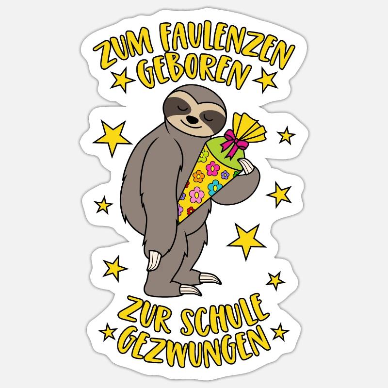 Faultier Schulkind Einschulung Schulanfang Schule - Sticker Größe S (10 x 10 cm) - Mattweiß