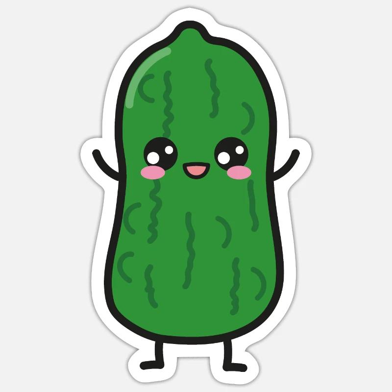 Cornichons acides Kawaii Drôle - Sticker taille S (10 x 10 cm) - blanc mat