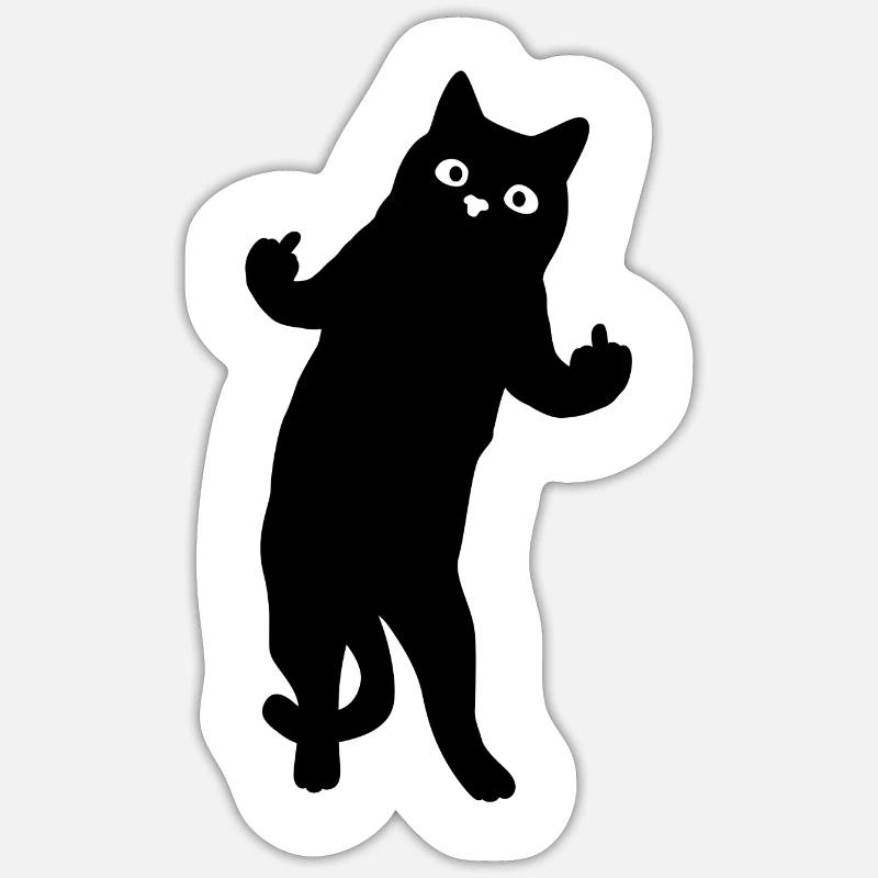 Doigts de centre de chat drôle - Sticker taille S (10 x 10 cm) - blanc mat