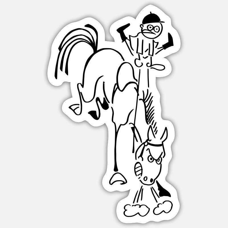 Bockendes Reitpferd - Sticker Größe S (10 x 10 cm) - Mattweiß