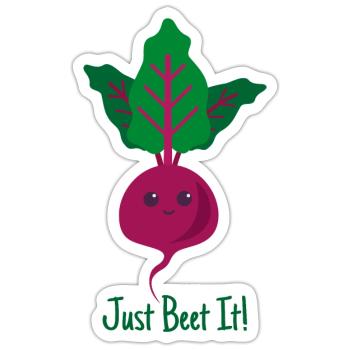 Just beet it Geschenk Pflanzen Vegan Spruch - Sticker Größe S (10 x 10 cm) - Mattweiß - Vorne