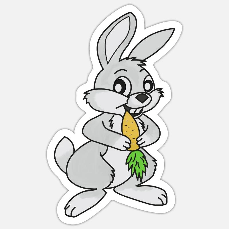 Hare, Grey Hare, White Hare - Sticker size S (10 x 10 cm) - white matte