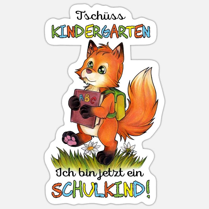 Tschüss Kindergarten, ich bin jetzt ein Schulkind - Sticker Größe S (10 x 10 cm) - Mattweiß