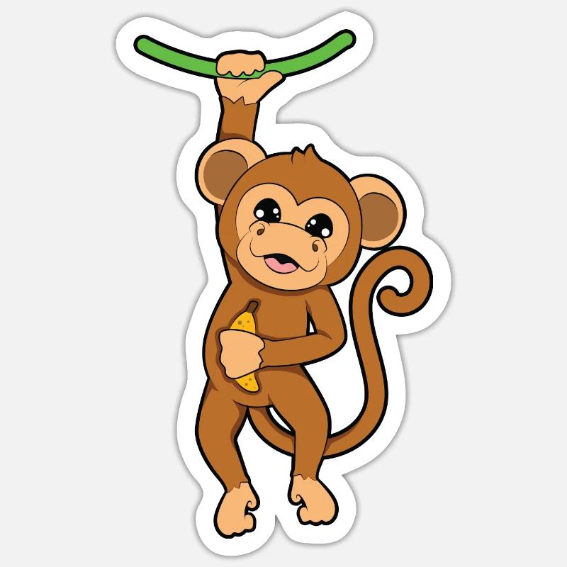 Affe - Sticker Größe S (10 x 10 cm) - Mattweiß