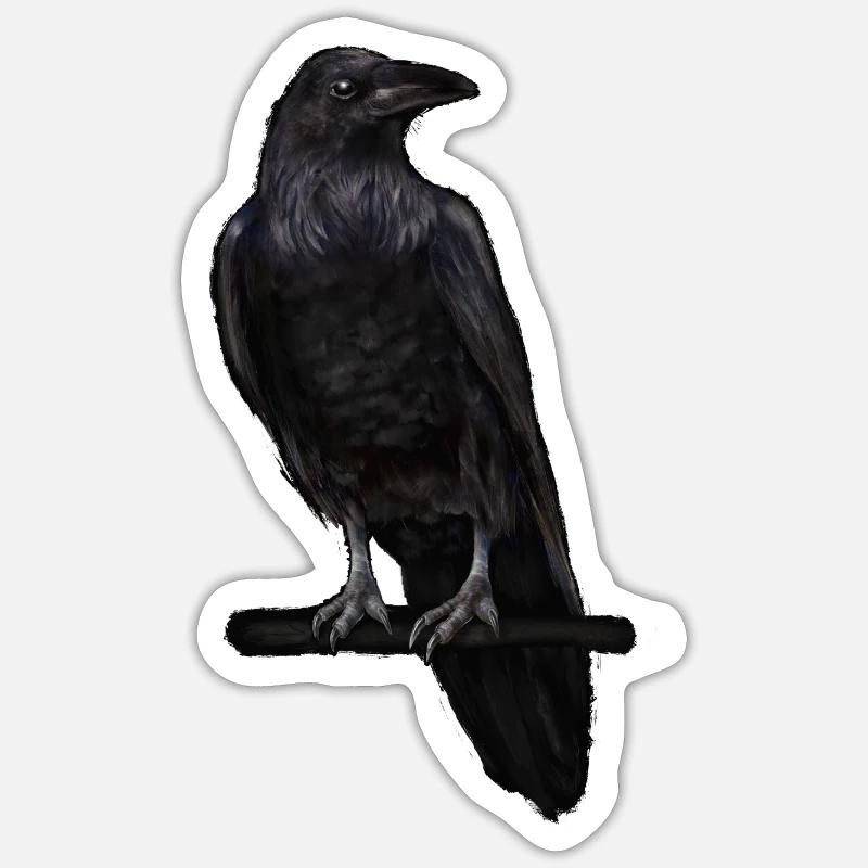 Corbeau - Sticker taille S (10 x 10 cm) - blanc mat