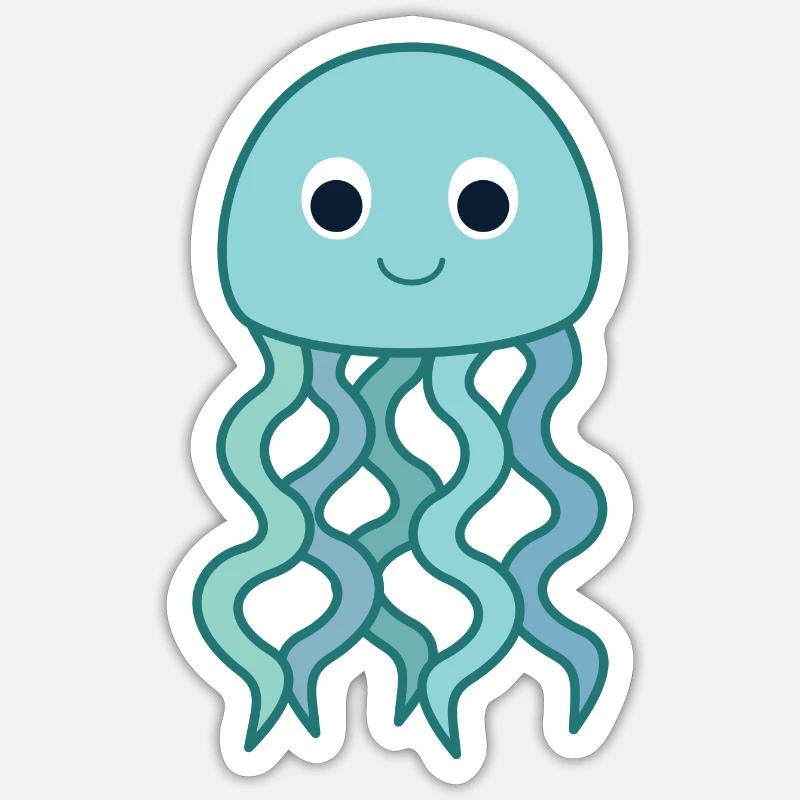 La méduse - Sticker taille S (10 x 10 cm) - blanc mat