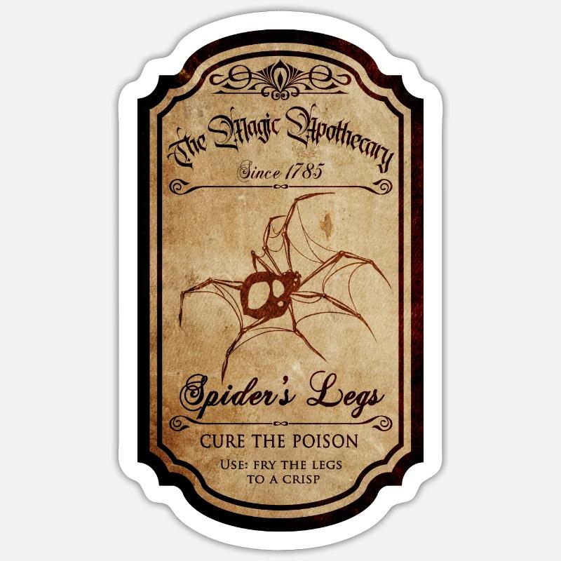 Tag magic potion gambe ragno Sticker - Sticker formato S (10 x 10 cm) - bianco opaco