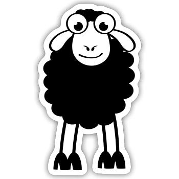 Sheep, white or black sheep. Dreaming or sleeping - Sticker size S (10 x 10 cm) - white matte - Front