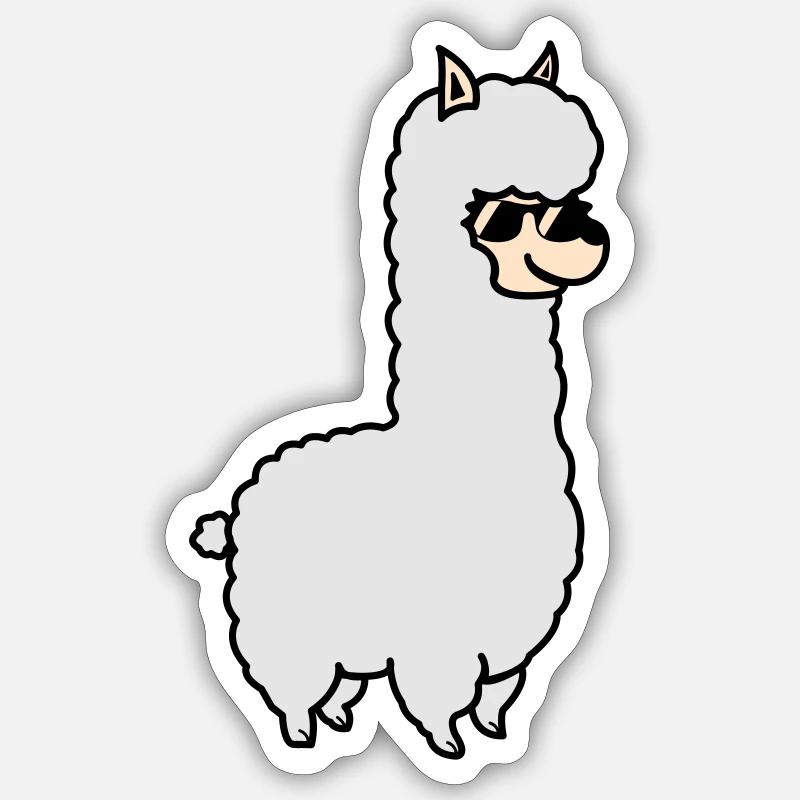 Alpaca Cool - Sticker size S (10 x 10 cm) - white matte
