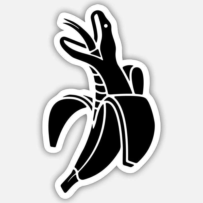 Serpent banane - Sticker taille S (10 x 10 cm) - blanc mat